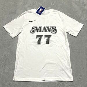 Nike YOUTH MEDIUM White Luka Doncic Dallas Mavericks #77 T-Shirt Jersey NWT